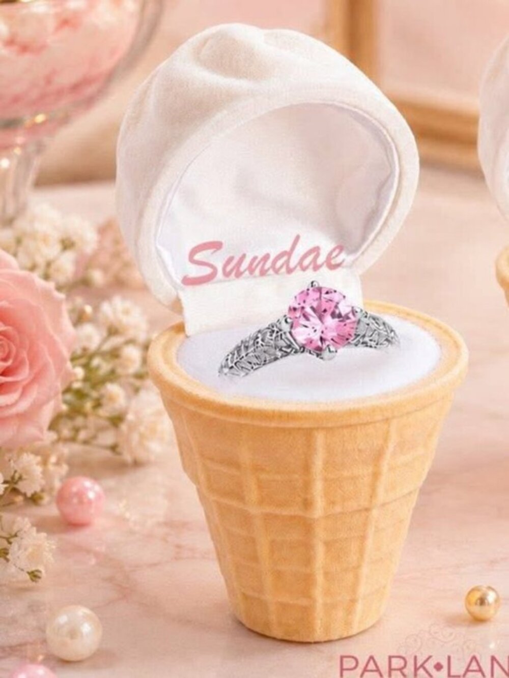 Park Lane Pink Solitaire Pave Band Sundae Ring